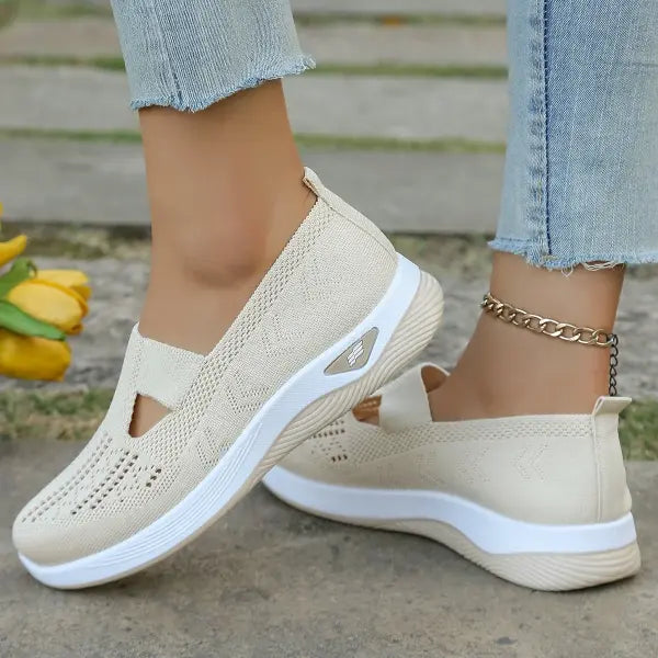 Women’s Sports Shoes Flying Woven Mesh Breathable Summer Sneakers - Khaki / 35