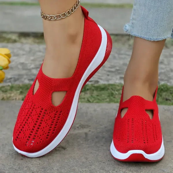 Women’s Sports Shoes Flying Woven Mesh Breathable Summer Sneakers - red / 35