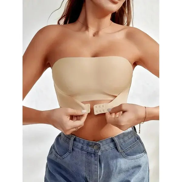 Women’s Strapless No Padding Seamless Front Button Bra Comfortable Smooth Underwear