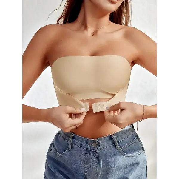 Women’s Strapless No Padding Seamless Front Button Bra Comfortable Smooth Underwear - skin / B / XL