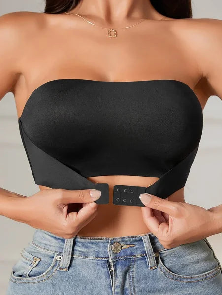 Women’s Strapless Seamless Bra - Comfortable No Padding Front Button Underwear - Black / M