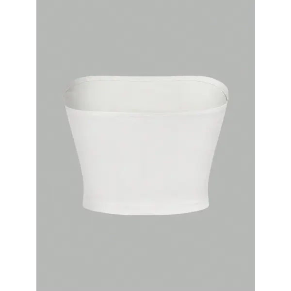 Women’s strapless vest sleeveless crop top lady’s flat mouthed navel wrapped chest top party outfit strapless vest