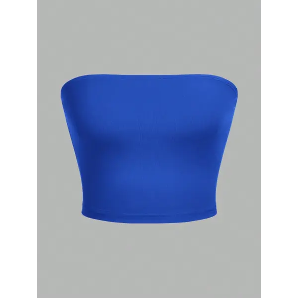 Women’s strapless vest sleeveless crop top lady’s flat mouthed navel wrapped chest top party outfit strapless vest