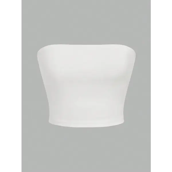 Women’s strapless vest sleeveless crop top lady’s flat mouthed navel wrapped chest top party outfit strapless vest