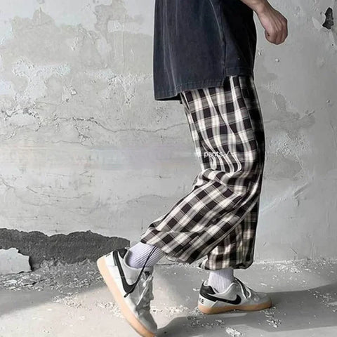 Women’s Streetwear Plaid Pants S-3XL – Retro Loose Ulzzang College Style