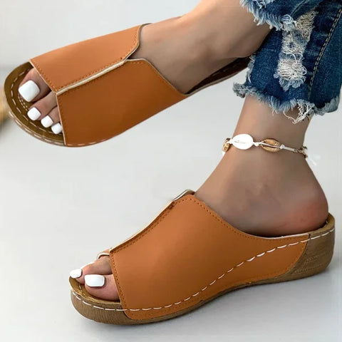 Women's Summer Sandals – Soft Low Heel Platform Indoor Outdoor Shoes - Himpall