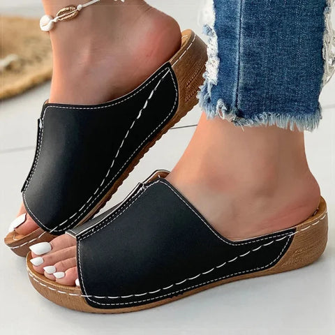Women's Summer Sandals – Soft Low Heel Platform Indoor Outdoor Shoes - Himpall