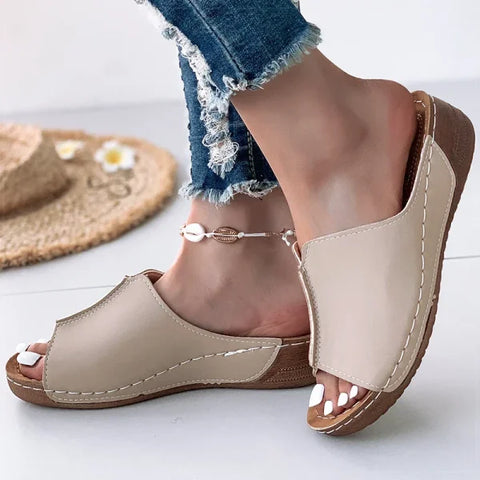 Women's Summer Sandals – Soft Low Heel Platform Indoor Outdoor Shoes - Himpall