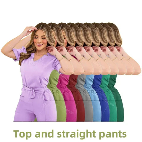 Women’s Surgical Nursing Scrub Sets – Medical Uniform Top & Pants