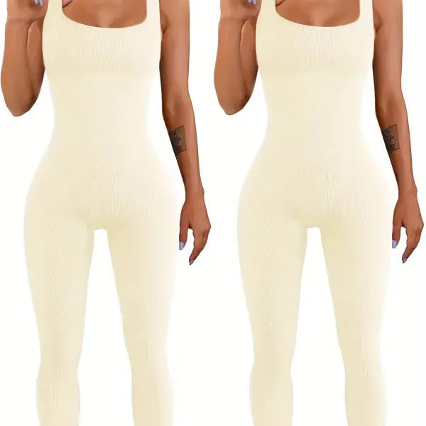 Women’s Suspender Tank Top Tights - Beige beige / 2XL