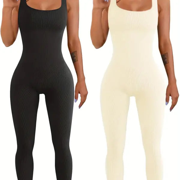 Women’s Suspender Tank Top Tights - Beige black / 2XL