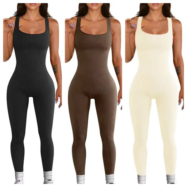 Women’s Suspender Tank Top Tights - BlackBeigeCoffee / 2XL