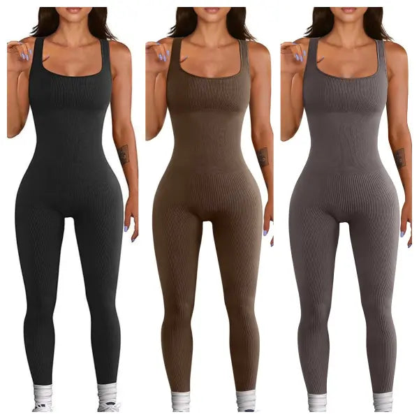 Women’s Suspender Tank Top Tights - BlackGreyBeige / L