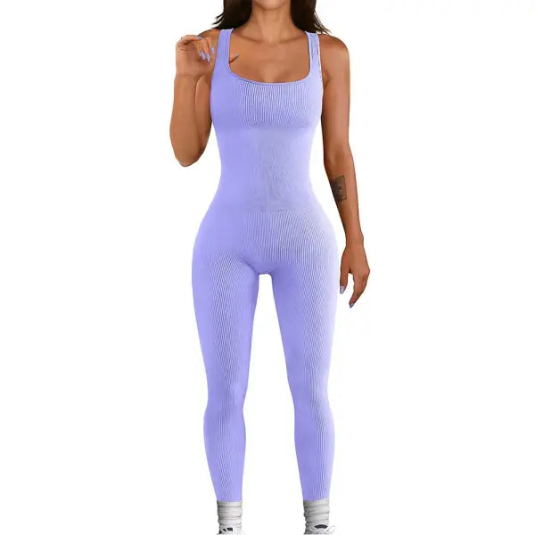 Women’s Suspender Tank Top Tights - Purple / 2XL
