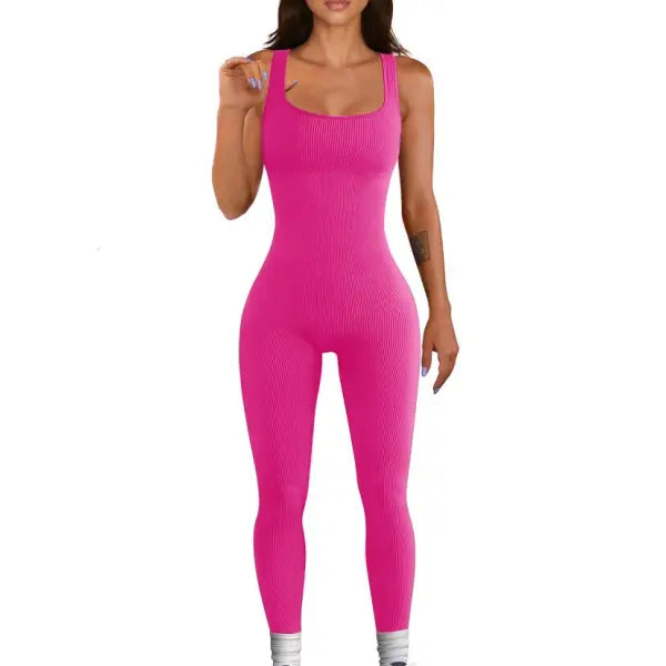 Women’s Suspender Tank Top Tights - Rose Red / 2XL