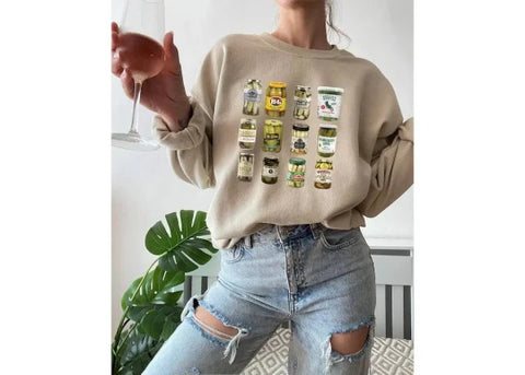 Women’s Sweater with Round Neck – Loose Comfortable Letter Print Top - AP230722019 / 2XL