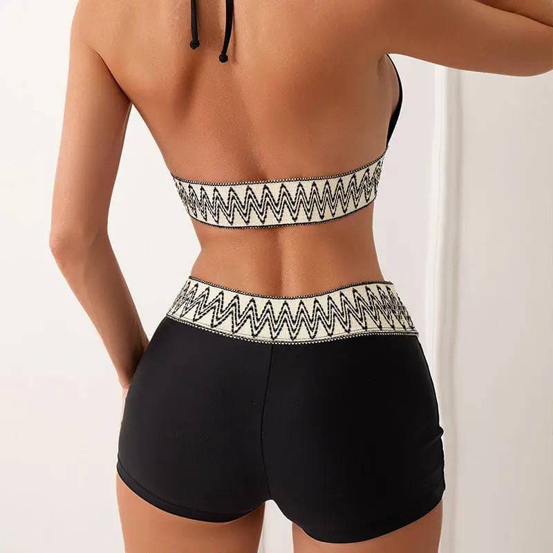 Women’s Swimsuit with High Waist Boxers - Fashionable Swimwear