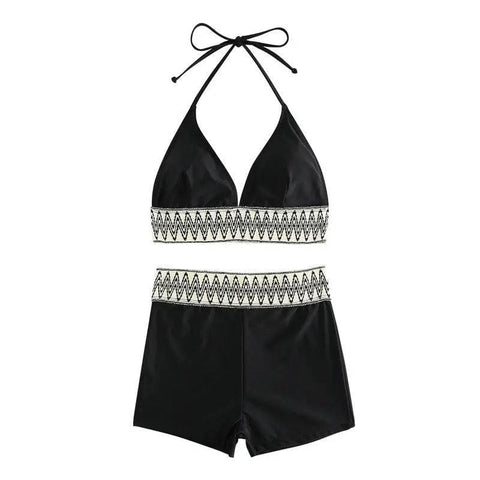 Women’s Swimsuit with High Waist Boxers - Fashionable Swimwear