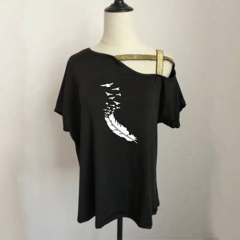 Women’s T-Shirt - Trendy Casual Summer Fashion Tee - Black / 2XL