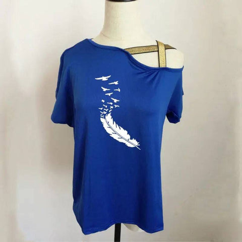 Women’s T-Shirt - Trendy Casual Summer Fashion Tee - Blue / 2XL