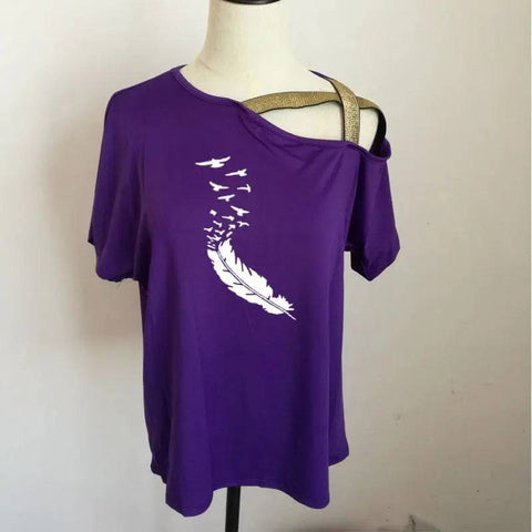 Women’s T-Shirt - Trendy Casual Summer Fashion Tee - Purple / 2XL