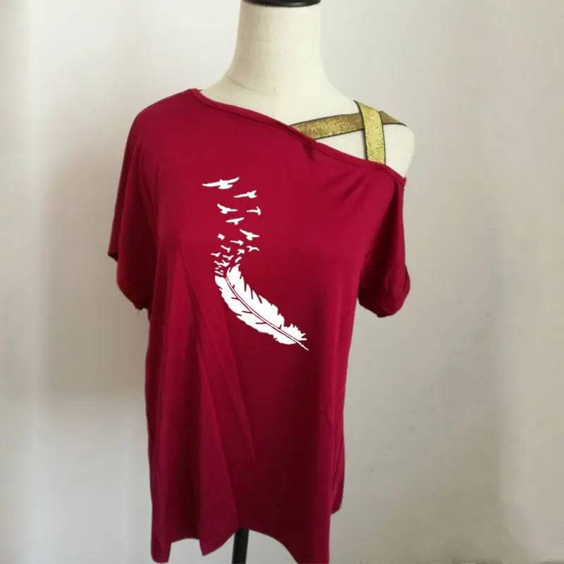 Women’s T-Shirt - Trendy Casual Summer Fashion Tee - Rose Red / 2XL