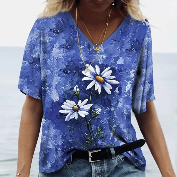 Women’s Summer Gradient Graphics V Neck Plus Size Tops - 24Q1WTX024-XK11216 / M
