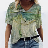 Women’s Summer Gradient Graphics V Neck Plus Size Tops