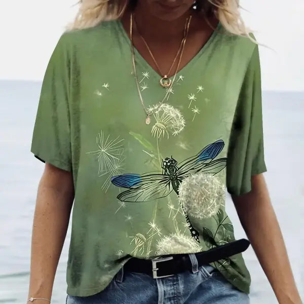 Women’s Summer Gradient Graphics V Neck Plus Size Tops - 24Q1WTX024-XK11213 / S