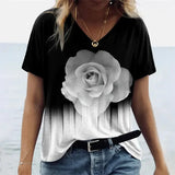 Women’s Summer Gradient Graphics V Neck Plus Size Tops