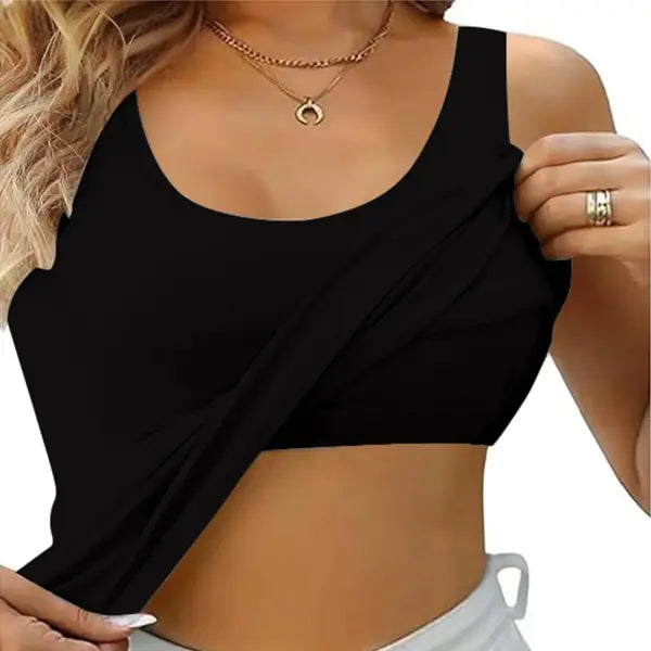 Womens Tank Tops With Built In Bras 2024 Summer Casual Crew Neck Sleeveless Camisole Plus Size Solid Color Tops