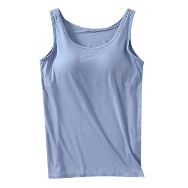 Womens Tank Tops With Built In Bras 2024 Summer Casual Crew Neck Sleeveless Camisole Plus Size Solid Color Tops
