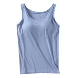 Womens Tank Tops With Built In Bras 2024 Summer Casual Crew Neck Sleeveless Camisole Plus Size Solid Color Tops