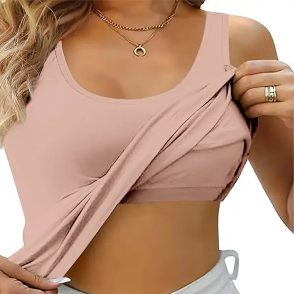 Womens Tank Tops With Built In Bras 2024 Summer Casual Crew Neck Sleeveless Camisole Plus Size Solid Color Tops