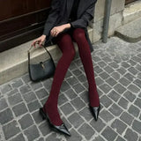 Women’s Super Elastic Red Tights – Slim Stockings Pantyhose Large Size Y2K Leggings for Spring Autumn & Winter