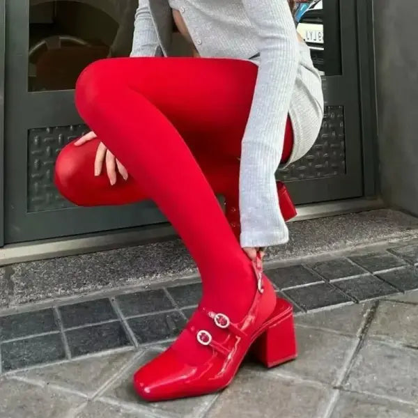Women’s Super Elastic Red Tights – Slim Stockings Pantyhose Large Size Y2K Leggings for Spring Autumn & Winter - Velvet