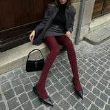 Women’s Super Elastic Red Tights – Slim Stockings Pantyhose Large Size Y2K Leggings for Spring Autumn & Winter