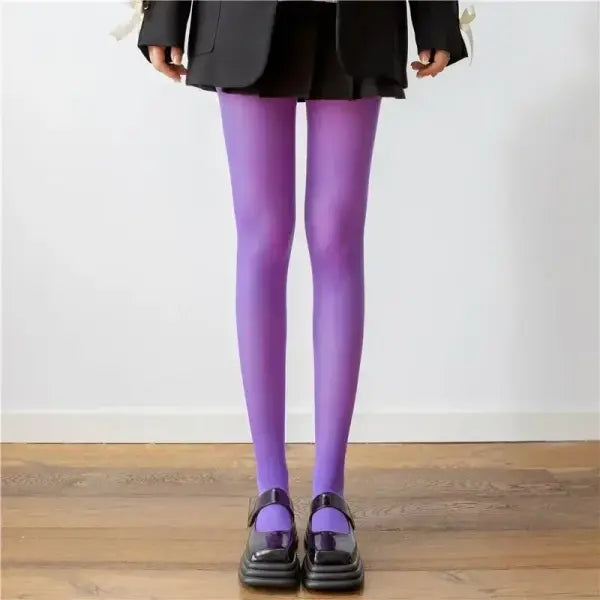 Women’s Super Elastic Red Tights – Slim Stockings Pantyhose Large Size Y2K Leggings for Spring Autumn & Winter - Purple