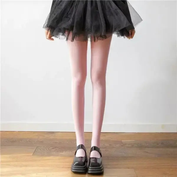 Women’s Super Elastic Red Tights – Slim Stockings Pantyhose Large Size Y2K Leggings for Spring Autumn & Winter - Pink