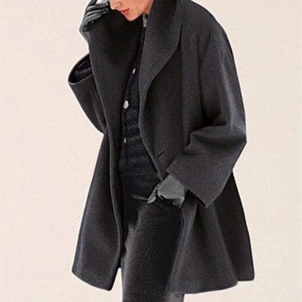 Women’s Trendy Multi-Color Woolen Coat with Round Neck Loose Sweater Design - Himpall