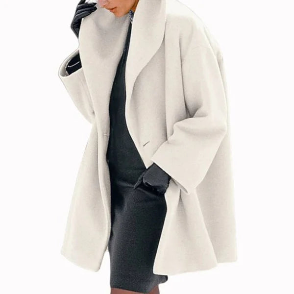 Women’s Trendy Multi-Color Woolen Coat with Round Neck Loose Sweater Design - Himpall