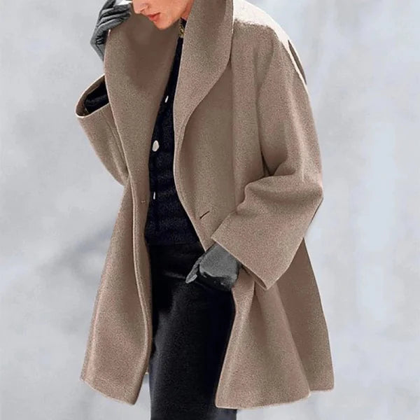 Women’s Trendy Multi-Color Woolen Coat with Round Neck Loose Sweater Design - Himpall