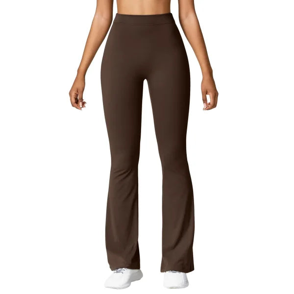 Women’s V-Back High Waist Leggings – Push Up Gym Pants - Brown / XXL