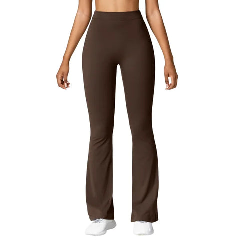 Women’s V-Back High Waist Leggings – Push Up Gym Pants - Brown / XXL