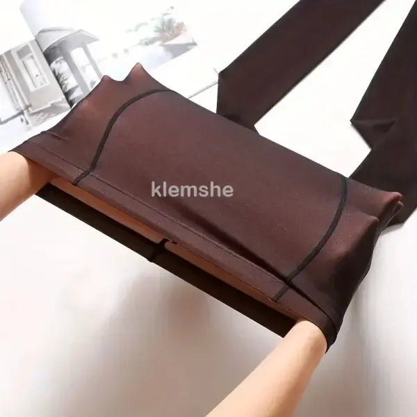 Women’s Warm Mesh Fleece Tights – High Elastic Insulated Pantyhose with Translucent Skin Effect