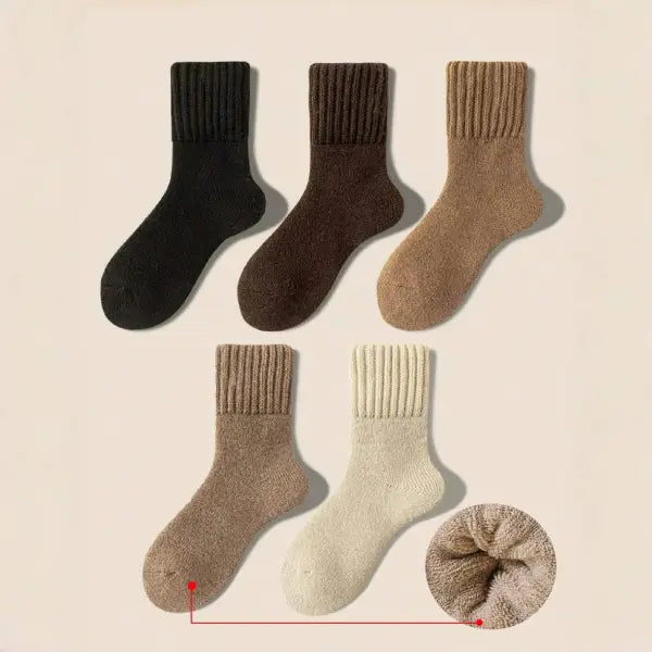 Women’s Winter Crew Socks | Thick Terry & Fleece Lined | Warm Snow Socks in Melange Colors