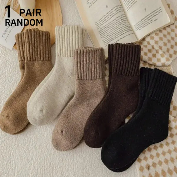 Women’s Winter Crew Socks | Thick Terry & Fleece Lined | Warm Snow Socks in Melange Colors - 1 Pair Random / One Size