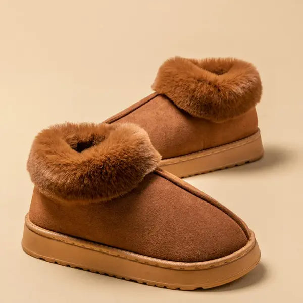 Women’s Winter Indoor Slippers: Non-Slip Plush Fleece-Lined Warm Cotton House Shoes - Coffee 1 / 38-39