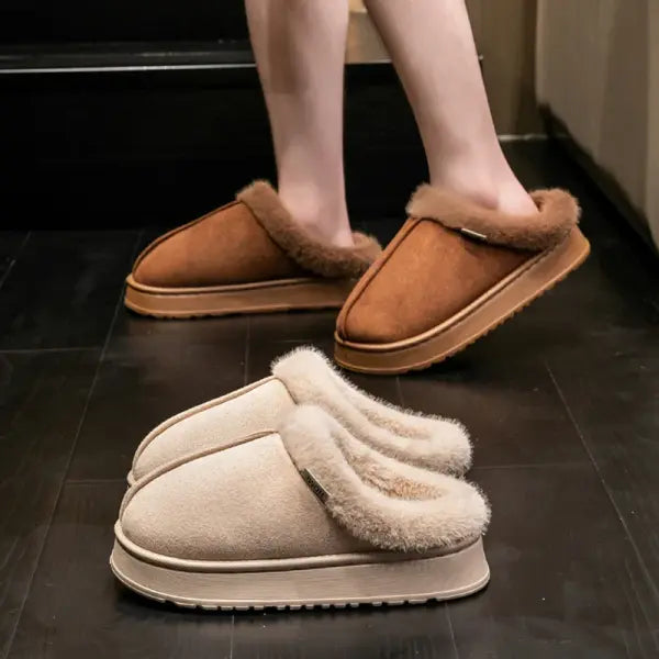 Women’s Winter Slippers Non-Slip Indoor House Shoes Plush Fleece Lined Warm Cotton Slippers with Soft Sole for Home