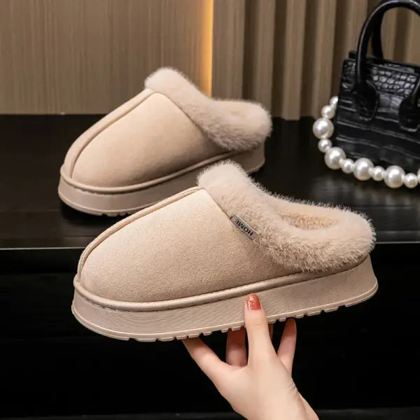 Women’s Winter Slippers Non-Slip Indoor House Shoes Plush Fleece Lined Warm Cotton Slippers with Soft Sole for Home